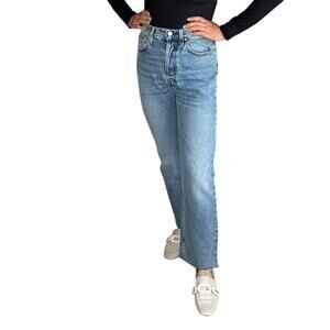 TOTEME Classic Cut‎ Denim Light Wash Ankle Frayed Denim Jeans Women's Size 27